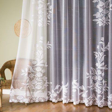 Firanka żakardowa ze wzorem rosnącym, wys. 250cm, kolor biały 054452/000/001/000250/1