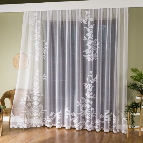 Firanka żakardowa ze wzorem rosnącym, wys. 250cm, kolor biały 054452/000/001/000250/1