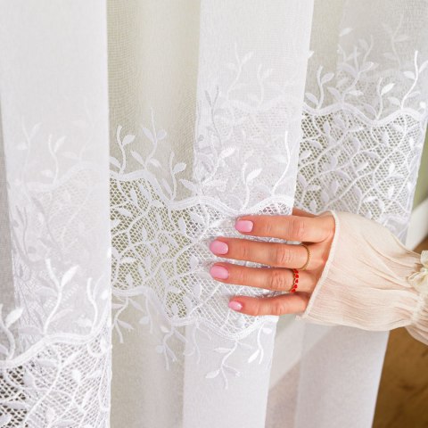 Firanka z aplikacją, dwupasowa, wys. 290cm, kolor 010 offwhite APL003/433/010/000290/1