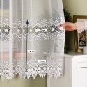 Firanka z aplikacją na markizecie, dwupasowa, wys. 180cm, kolor biały 122739/433/001/000180/1