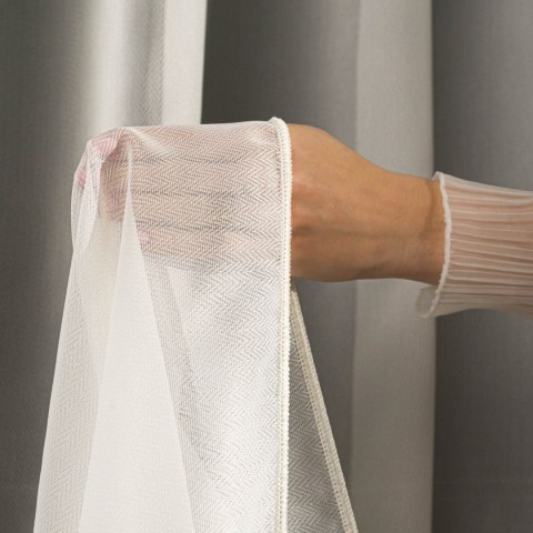 MELISSA Firana fantazyjna, w jodełkę, z ołowianką, wys. 350cm, kolor 012 kremowy 723727/OLO/012/000350/1