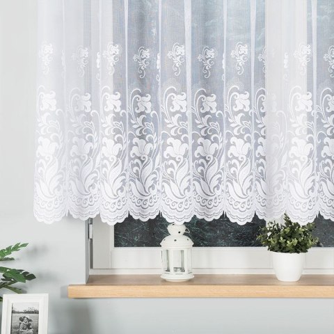 Firanka żakardowa ze wzorem po całości, wys. 140cm, kolor biały 023400/000/001/000140/1