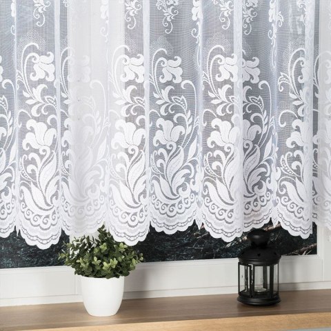 Firanka żakardowa ze wzorem po całości, wys. 140cm, kolor biały 023400/000/001/000140/1