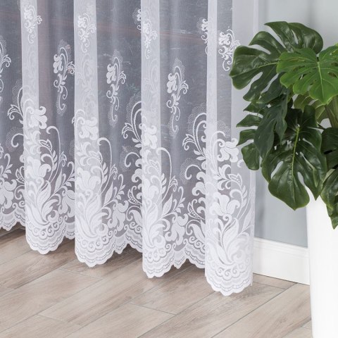 Firanka żakardowa ze wzorem po całości, wys. 230cm, kolor biały 023400/000/001/000230/1