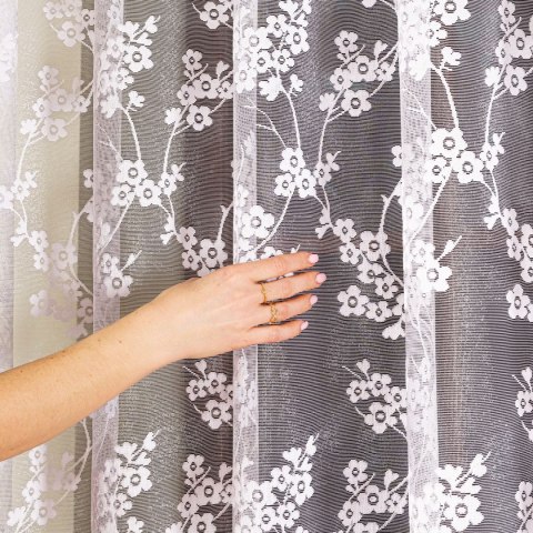 Firanka żakardowa ze wzorem po całości, wys. 300cm, kolor biały 018631/000/001/000300/1