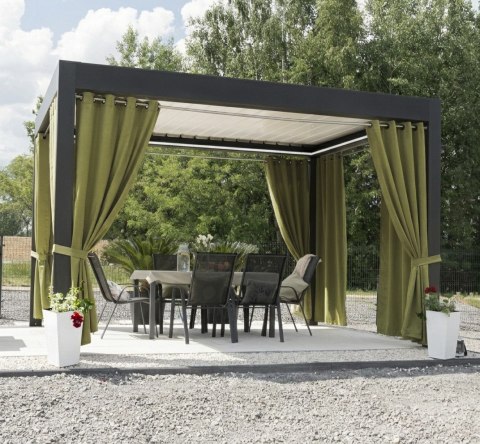 GARDENIA Zasłona gotowa na przelotkach, 180x140cm, kolor 364 ciemny szarozielony TD0025/ZGP/364/140180/1