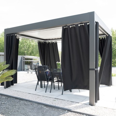 GARDENIA Zasłona gotowa na przelotkach, 250x140cm, kolor 039 czarny TD0025/ZGP/039/140250/1