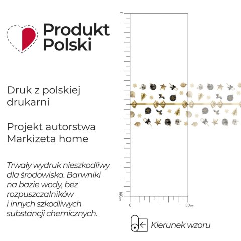 BOMBKI CHOINKOWE Tkanina dekoracyjna obrusowa NINA WODOODPORNA, szer. 160cm, kolor czarno-złoty DBN458/NIW/N06/160000/1