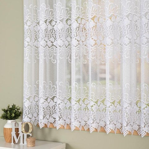 Firanka z aplikacją na markizecie ze wzorem pasowym, wys. 160cm, kolor 001 biały 122710/433/001/000160/1
