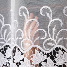 Firanka z aplikacją na markizecie ze wzorem pasowym, wys. 160cm, kolor 001 biały 122710/433/001/000160/1