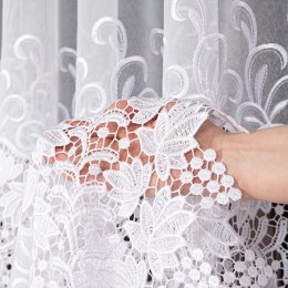 Firanka z aplikacją na markizecie ze wzorem pasowym, wys. 180cm, kolor 001 biały 122710/433/001/000180/1