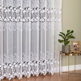 Firanka z aplikacją na markizecie ze wzorem pasowym, wys. 250cm, kolor 001 biały 122710/433/001/000250/1
