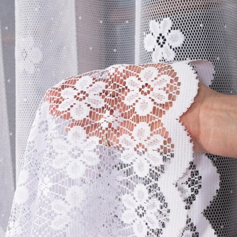 Firanka żakardowa ze wzorem pasowym, wys. 155cm, kolor 001 biały 044364/000/001/000155/1