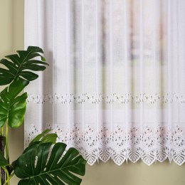 Firanka żakardowa ze wzorem pasowym, wys. 180cm, kolor 001 biały 018534/000/001/000180/1