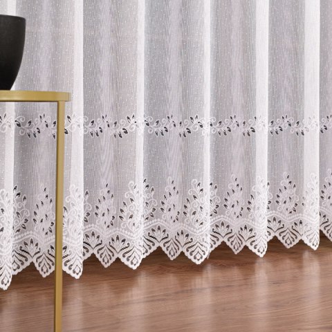 Firanka żakardowa ze wzorem pasowym, wys. 230cm, kolor 001 biały 018534/000/001/000230/1