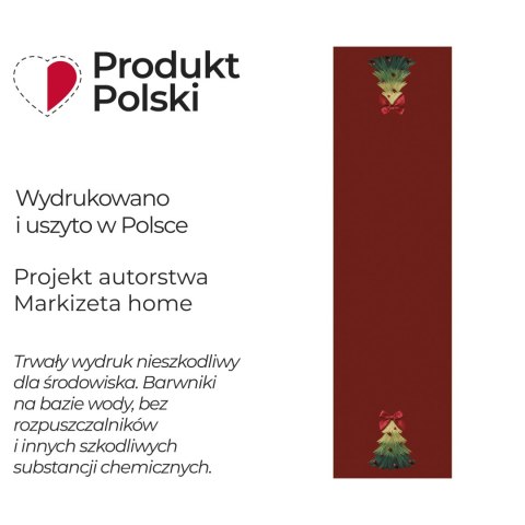 ŚWIĄTECZNA CHOINKA Z KOKARDĄ Bieżnik NINA WODOODPORNA, 38x140cm, kolor 003 czerwony PBN465/KSP/C03/038140/1