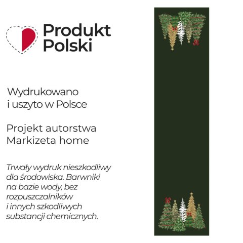 ŚWIĄTECZNY LAS Bieżnik NINA WODOODPORNA, 38x160cm, kolor 002 zielony PBN464/KSP/C02/038160/1
