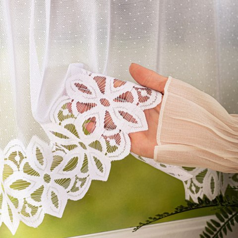 Zazdrostka żakardowa ze wzorem na samym dole, wys. 45cm, kolor 001 biały 018869/000/001/000045/1