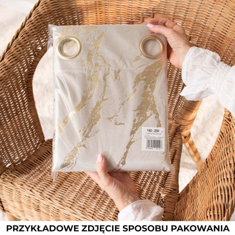 MARMA Zasłona gotowa na taśmie, 240x140 cm, kolor 043 czerwony ze złotym nadrukiem na VELVI TD0033/ZGT/043