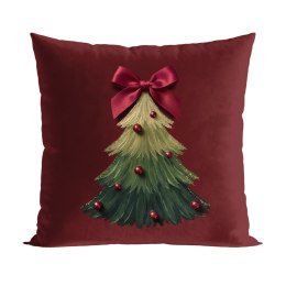 ŚWIĄTECZNA CHOINKA Z KOKARDĄ Poszewka dekoracyjna VELVET, 45x45cm, kolor 003 czerwony PBN465/POP/003/045045/1