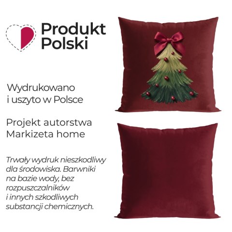 ŚWIĄTECZNA CHOINKA Z KOKARDĄ Poszewka dekoracyjna VELVET, 45x45cm, kolor 003 czerwony PBN465/POP/003/045045/1