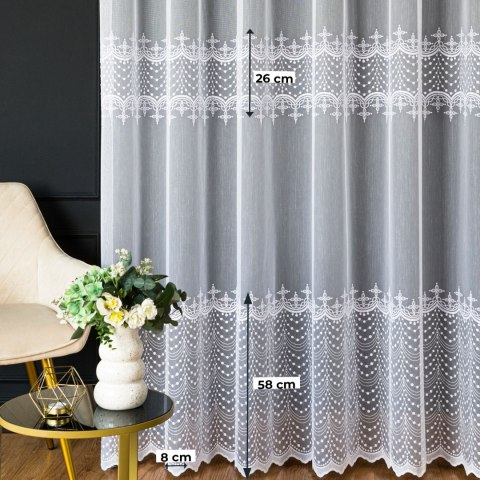 Firanka haftowana, wys. 320cm, kolor biały FH0054/768/001/000320/1