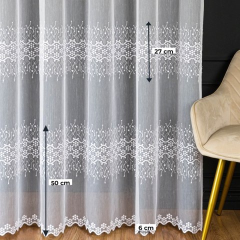 Firanka haftowana, wys. 320cm, kolor biały FH0063/768/001/000320/1