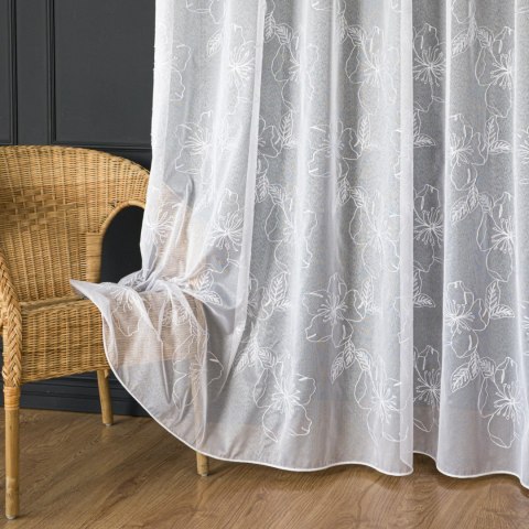 Firanka haftowana ze wzorem po całości z ołowianką, wys. 300cm, kolor biały FHM309/OLO/001/000300/1