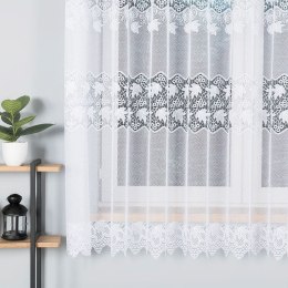 Firanka żakardowa ze wzorem pasowym, wys. 180cm, kolor biały 004164/000/001/000180/1