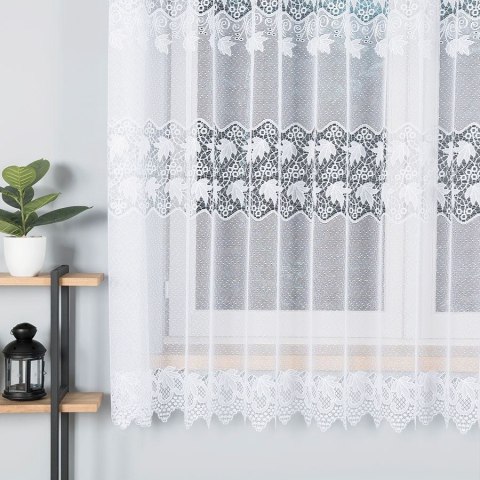 Firanka żakardowa ze wzorem pasowym, wys. 180cm, kolor biały 004164/000/001/000180/1