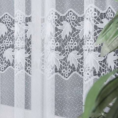 Firanka żakardowa ze wzorem pasowym, wys. 180cm, kolor biały 004164/000/001/000180/1