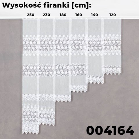 Firanka żakardowa ze wzorem pasowym, wys. 180cm, kolor biały 004164/000/001/000180/1