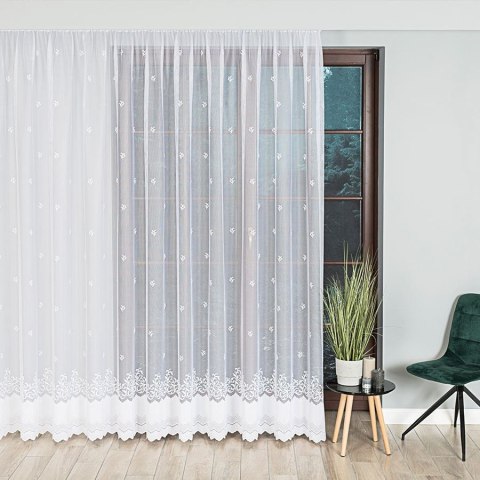 Firanka żakardowa ze wzorem po całości, wys. 250cm, kolor biały 023419/000/001/000250/1