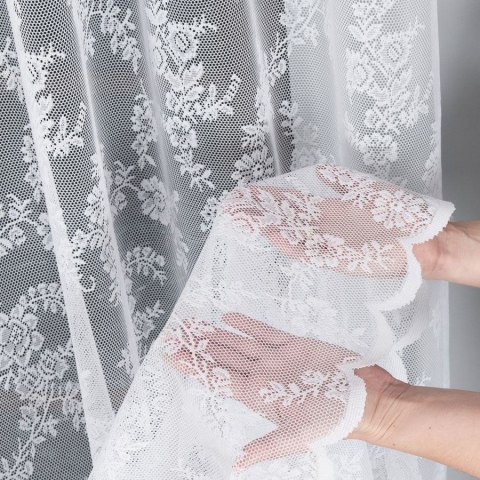 Firanka żakardowa ze wzorem po całości, wys. 250cm, kolor biały 090375/000/001/000250/1