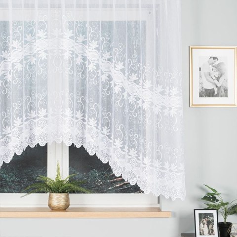 JOWITA Firanka żakardowa gotowa ze wzorem pasowym, 150x300 cm, kolor biały 018960/FBL/001/300150/1