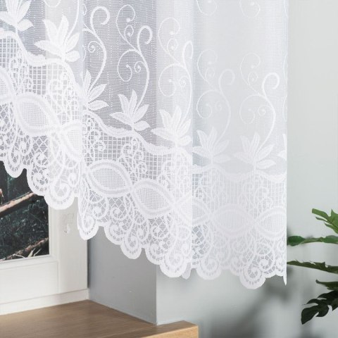 JOWITA Firanka żakardowa gotowa ze wzorem pasowym, 150x300 cm, kolor biały 018960/FBL/001/300150/1
