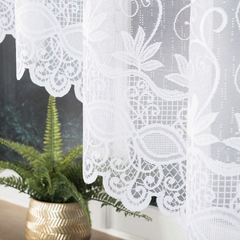 JOWITA Firanka żakardowa gotowa ze wzorem pasowym, 150x300 cm, kolor biały 018960/FBL/001/300150/1