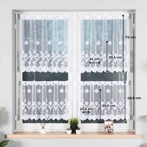 Zazdrostka żakardowa ze wzorem pasowym, wys. 70cm, kolor biały 004421/000/001/000070/1