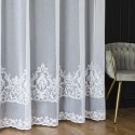 Firanka haftowana ze wzorem pasowym, wys. 300cm, kolor biały z lurexem FHM306/433/001/000300/1