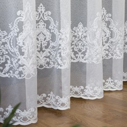 Firanka haftowana ze wzorem pasowym, wys. 300cm, kolor biały z lurexem FHM306/433/001/000300/1