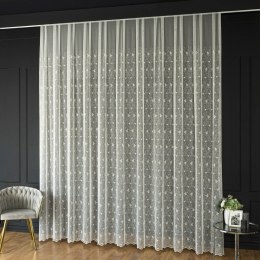 Firanka haftowana ze wzorem po całości, wys. 300cm, kolor 042 offwhite ze złotą nitką 013545/885/042/000300/1