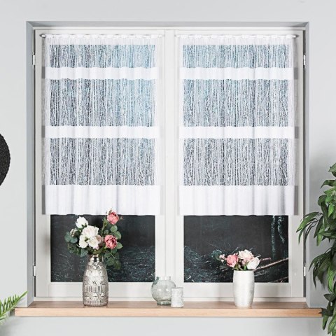 Firanka żakardowa ze wzorem pasowym, wys. 100cm, kolor biały 018352/000/001/000100/1