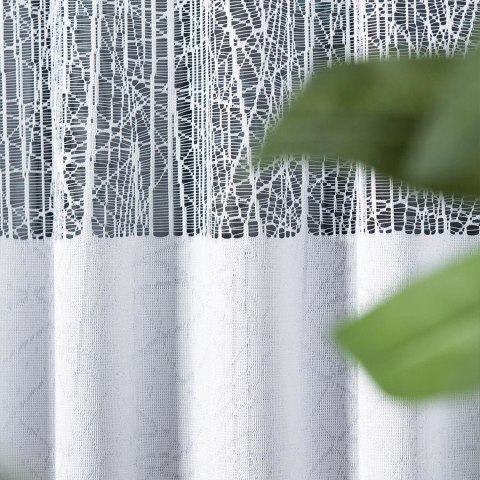 Firanka żakardowa ze wzorem pasowym, wys. 100cm, kolor biały 018352/000/001/000100/1