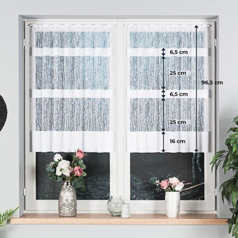 Firanka żakardowa ze wzorem pasowym, wys. 100cm, kolor biały 018352/000/001/000100/1