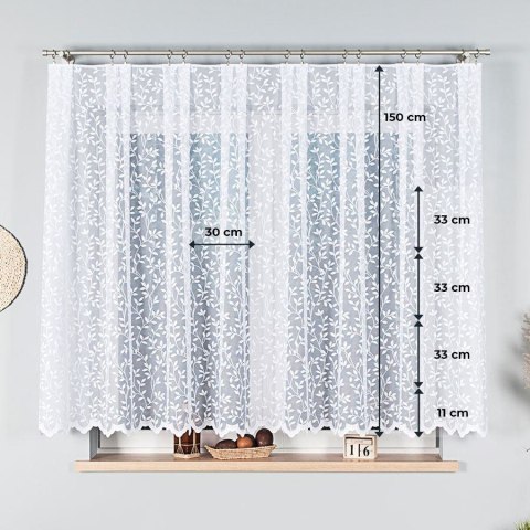 Firanka żakardowa ze wzorem po całości, wys. 150cm, kolor biały 023058/000/001/000150/1