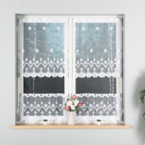 Zazdrostka żakardowa ze wzorem pasowym, wys. 40cm, kolor biały 004421/000/001/000040/1