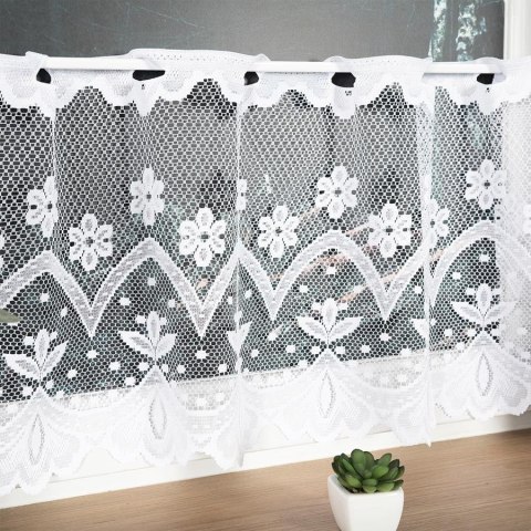 Zazdrostka żakardowa ze wzorem pasowym, wys. 40cm, kolor biały 004421/000/001/000040/1