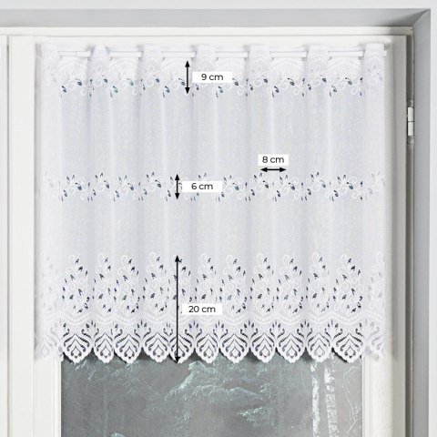 Zazdrostka żakardowa ze wzorem pasowym, wys. 80cm, kolor biały 018534/000/001/000080/1