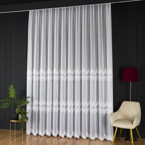Firanka haftowana, wys. 300cm, kolor biały FHM312/433/001/000300/1