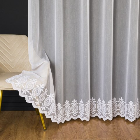 Firanka haftowana z samym dołem, wys. 300cm, kolor 001 biały 013595/768/001/000300/1